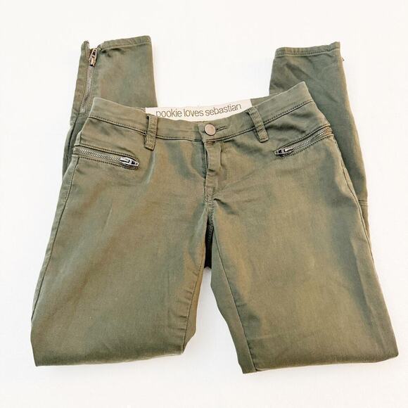 Pookie Loves Sebastian Green Khaki Denim Jean Pants Size 25 - Picture 6 of 7